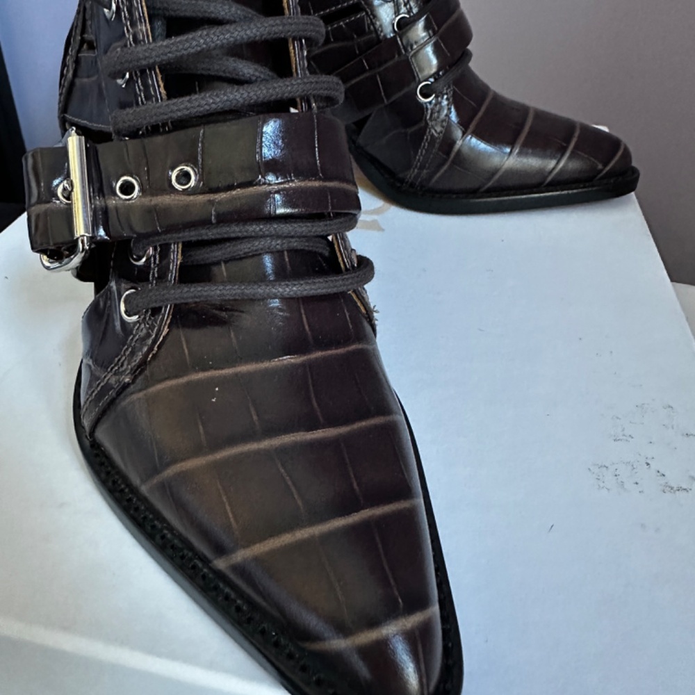 Chloe Brown Croc Rylee Boots - Picture 6 of 15
